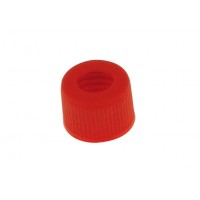 Small drilled plug for fuel tank Red